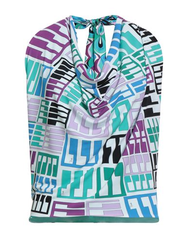 Pucci Woman Top Turquoise Size 14 Viscose, Silk In Multi