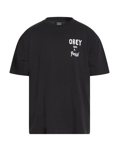 Obey Man T-shirt Black Size M Cotton In Black