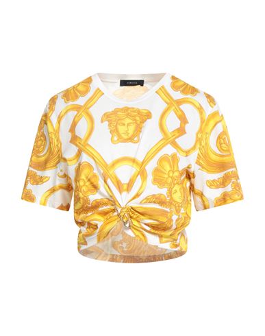 Versace Woman T-shirt White Size 10 Cotton In White