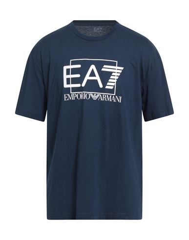 Ea7 Man T-shirt Navy Size Xxl Cotton In Blue
