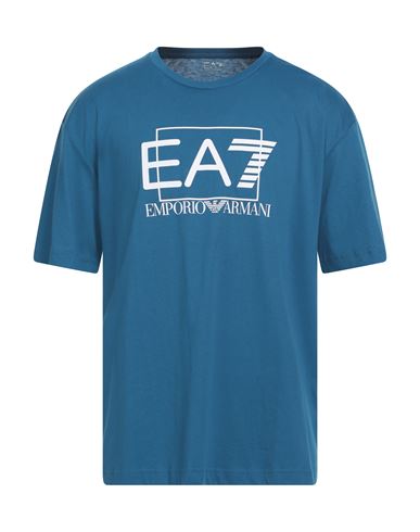 Ea7 Man T-shirt Slate Blue Size 3xl Cotton In Blue