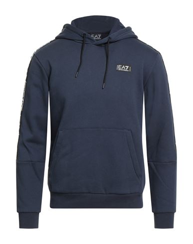 Ea7 Man Sweatshirt Navy Size S Cotton, Polyester In Blue