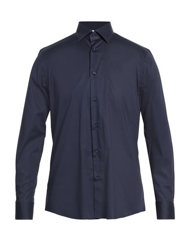 Berna Man Shirt Midnight Blue Size 3xl Cotton, Synthetic Fibers In Blue