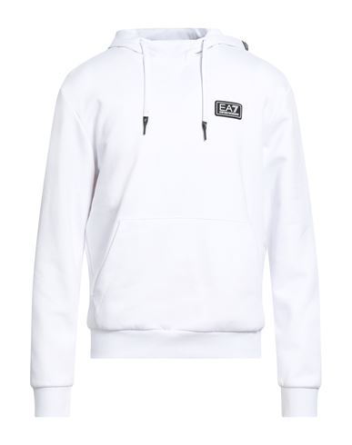 Ea7 Man Sweatshirt White Size Xl Cotton, Polyester In White