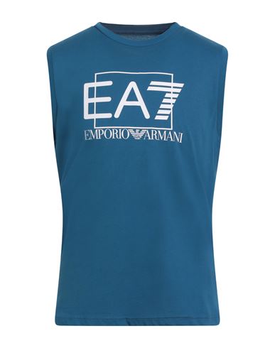 Ea7 Man T-shirt Slate Blue Size Xxl Cotton In Blue