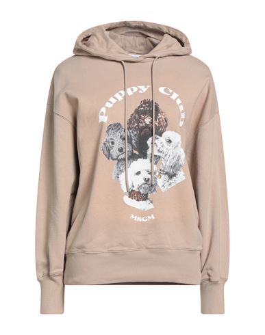 Msgm Woman Sweatshirt Camel Size M Cotton In Neutral