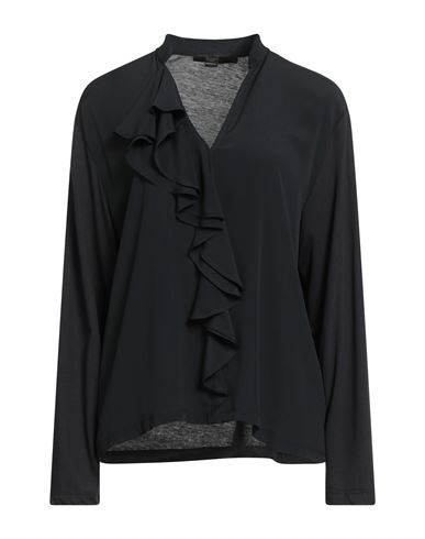 White Wise Woman Top Black Size L Cotton, Modal, Acetate, Silk In Black