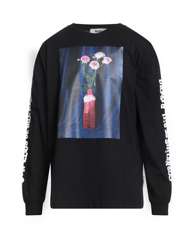 Msgm Man T-shirt Black Size Xxl Organic Cotton In Black