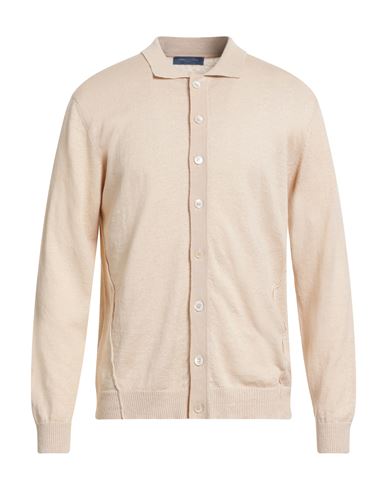 Daniele Fiesoli Man Cardigan Beige Size L Linen, Cotton In Brown