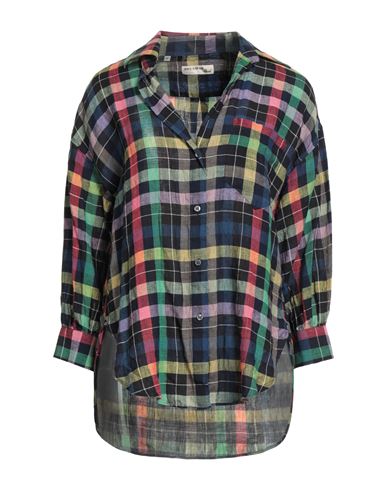 Deuxieme Woman Shirt Navy Size 6 Linen In Blue