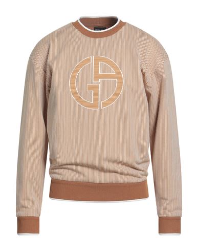 Giorgio Armani Man Sweatshirt Camel Size 38 Viscose, Polyester In Neutral