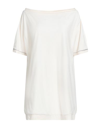 Fabiana Filippi Woman T-shirt Ivory Size 4 Cotton, Polyamide, Elastane, Ecobrass In White