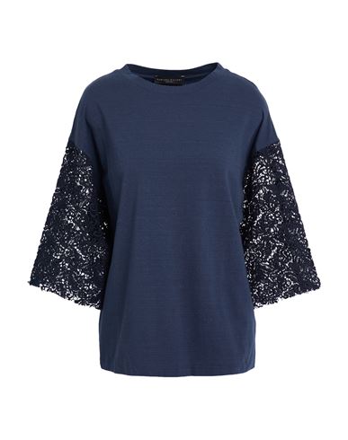 Fabiana Filippi Woman T-shirt Blue Size 4 Cotton, Linen, Elastane, Polyester In Blue