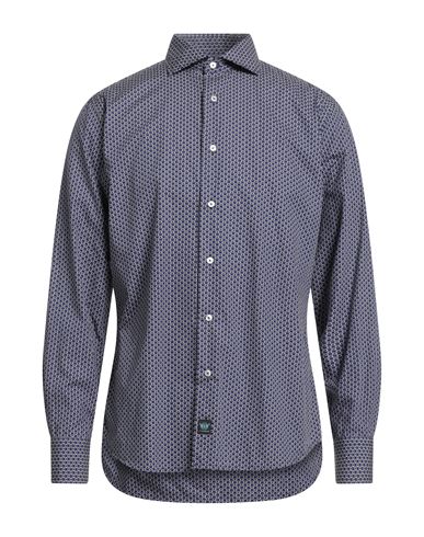 Brouback Man Shirt Navy Size 16 Cotton In Blue