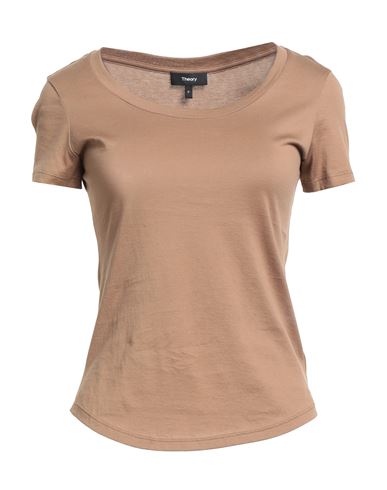 Theory Woman T-shirt Light Brown Size Xs Pima Cotton In Nude