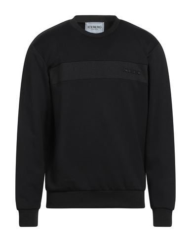 Iceberg Man Sweatshirt Black Size M Cotton, Modal, Polyester, Elastane In Black