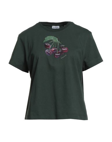 Burberry Woman T-shirt Dark Green Size L Cotton In Green