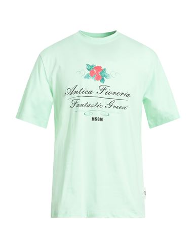 Msgm Man T-shirt Light Green Size Xs Cotton In Green