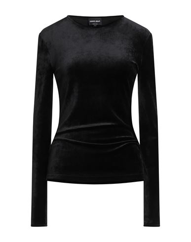 Giorgio Armani Woman T-shirt Black Size 8 Viscose, Polyamide, Elastane In Black