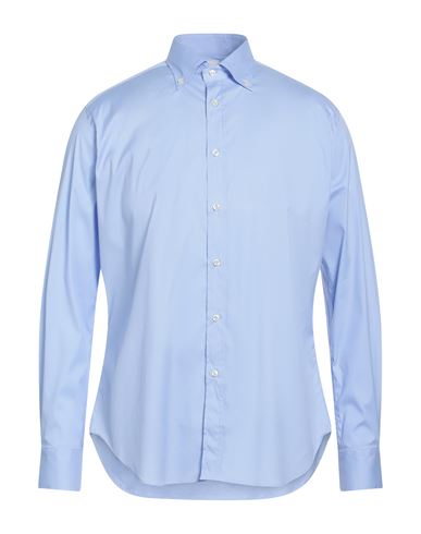 920 Italian Style Man Shirt Sky Blue Size 17 Cotton, Elastane In Blue