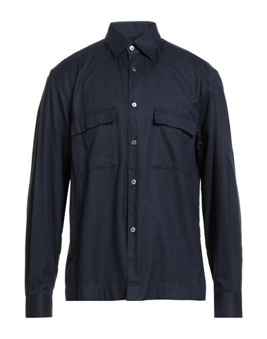 Xacus Man Shirt Navy Size 17 Cotton, Lyocell In Blue
