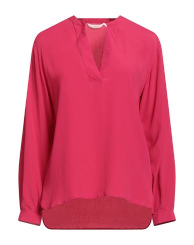 Xacus Woman Top Fuchsia Size 10 Acetate, Silk In Pink