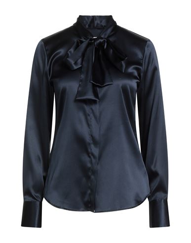Xacus Woman Shirt Navy Size 10 Silk, Elastane In Blue
