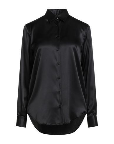 Xacus Woman Shirt Black Size 12 Silk, Elastane In Black