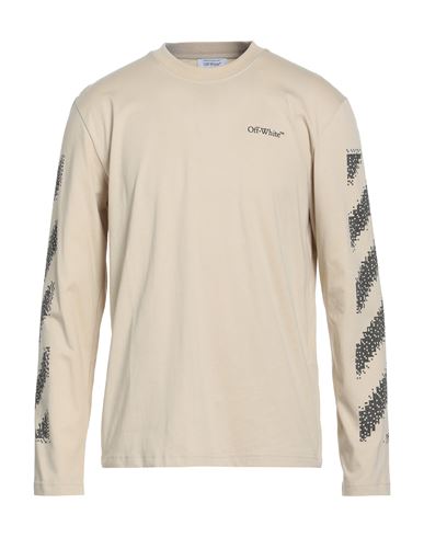 Off-white Man T-shirt Beige Size L Cotton In Neutral
