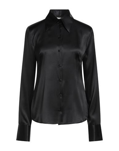 Xacus Woman Shirt Black Size 12 Silk, Elastane In Black