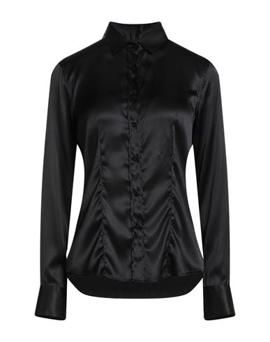 Xacus Woman Shirt Black Size 10 Silk, Elastane In Black