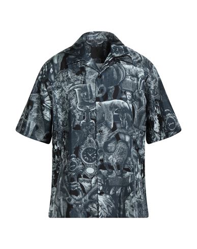 Givenchy Man Shirt Slate Blue Size 16 Silk In Blue
