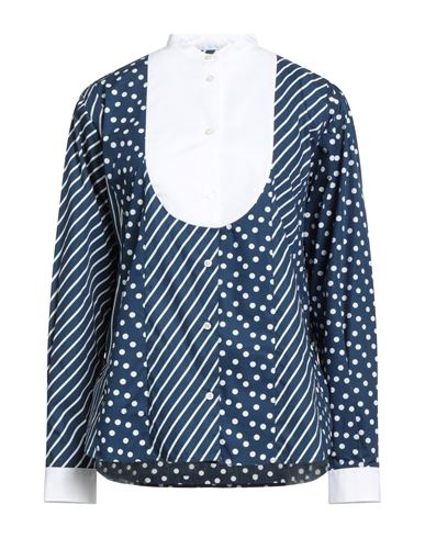 Msgm Woman Shirt White Size 4 Cotton In Blue