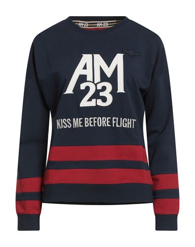 Aeronautica Militare Woman Sweatshirt Midnight Blue Size L Cotton, Elastane In Blue