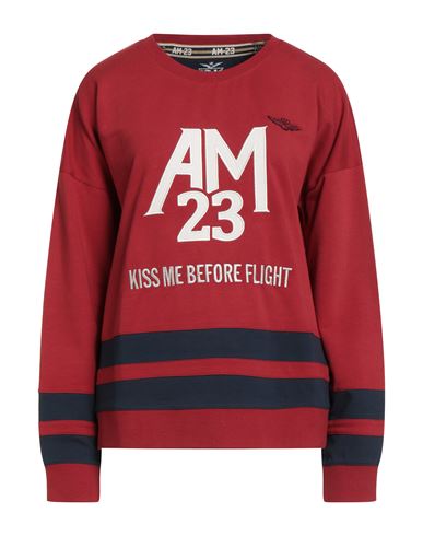 Aeronautica Militare Woman Sweatshirt Brick Size L Cotton, Elastane In Red