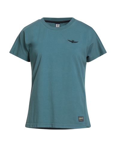 Aeronautica Militare Woman T-shirt Deep Teal Size L Cotton In Green