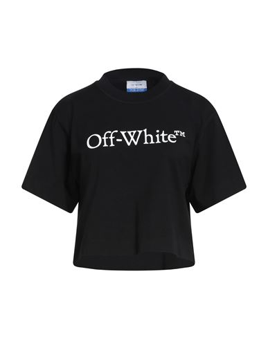 Off-white Bookish Logo-print Cropped T-shirt In Black