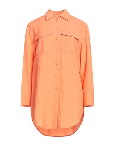 Nenette Woman Shirt Orange Size 4 Viscose, Linen In Orange