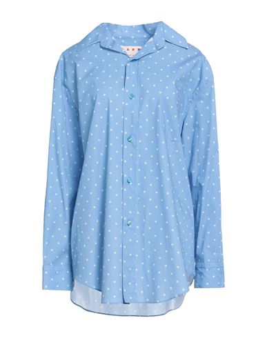 Marni Woman Shirt Azure Size 8 Cotton In Blue