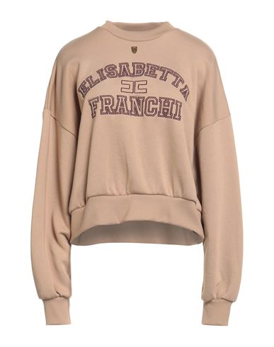 Elisabetta Franchi Woman Sweatshirt Beige Size 6 Cotton, Polyester, Viscose, Modal, Wool In Brown