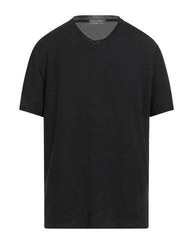 Daniele Fiesoli Man T-shirt Black Size L Linen, Elastane In Black