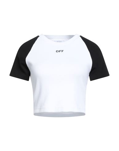 Off-white Woman T-shirt White Size L Cotton, Elastane In Multi