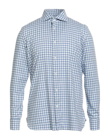 Luigi Borrelli Napoli Man Shirt Slate Blue Size 15 ¾ Cotton