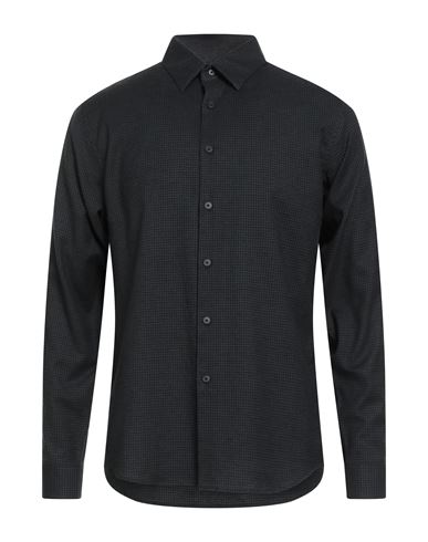 Theory Man Shirt Dark Green Size M Cotton, Linen, Wool In Black