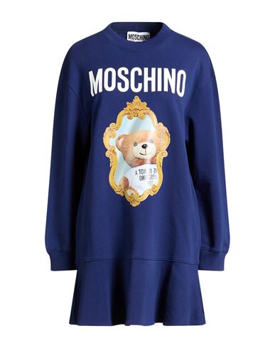 Moschino Couture Woman Mini Dress Midnight Blue Size 12 Organic Cotton In Blue