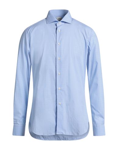 920 Italian Style Man Shirt Light Blue Size 17 Cotton In Blue