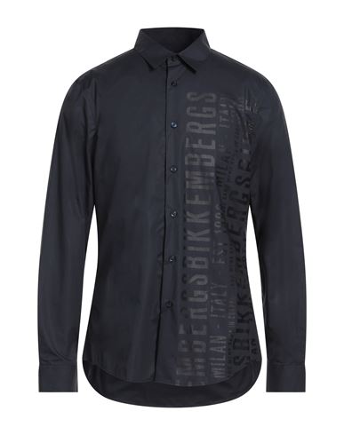 Bikkembergs Man Shirt Midnight Blue Size 17 Cotton In Blue