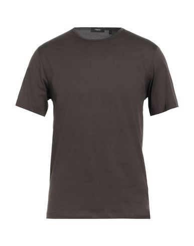 Theory Man T-shirt Dark Brown Size S Cotton In Brown
