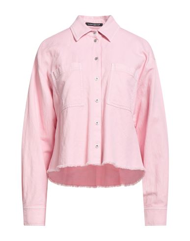 Luisa Cerano Woman Shirt Pink Size 12 Cotton, Linen, Elastane