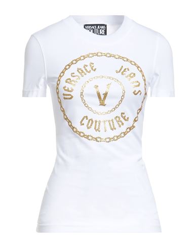 Versace Jeans Couture Woman T-shirt White Size L Cotton, Elastane In White